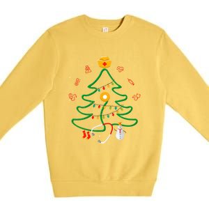 Oh Nursing Tree Stethoscope Christmas Tree Rn Nurse Doctor Gift Premium Crewneck Sweatshirt