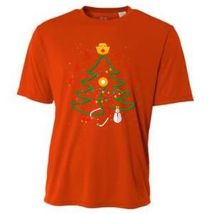 Oh Nursing Tree Stethoscope Christmas Tree Rn Nurse Doctor Gift Cooling Performance Crew T-Shirt