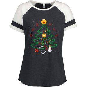 Oh Nursing Tree Stethoscope Christmas Tree Rn Nurse Doctor Gift Enza Ladies Jersey Colorblock Tee