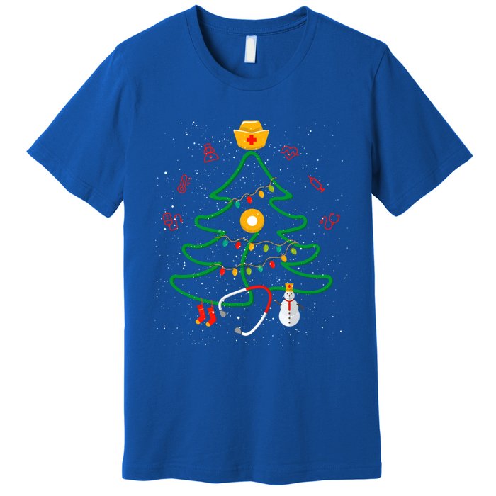 Oh Nursing Tree Stethoscope Christmas Tree Rn Nurse Doctor Gift Premium T-Shirt