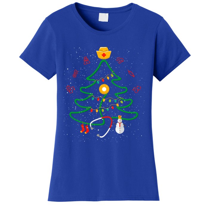 Oh Nursing Tree Stethoscope Christmas Tree Rn Nurse Doctor Gift Women's T-Shirt