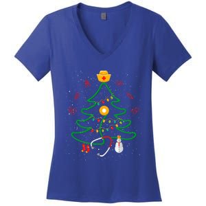 Oh Nursing Tree Stethoscope Christmas Tree Rn Nurse Doctor Gift Women's V-Neck T-Shirt