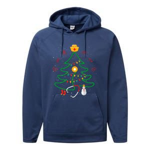 Oh Nursing Tree Stethoscope Christmas Tree Rn Nurse Doctor Gift Performance Fleece Hoodie