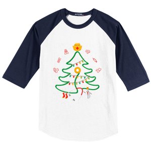 Oh Nursing Tree Stethoscope Christmas Tree Rn Nurse Doctor Gift Baseball Sleeve Shirt