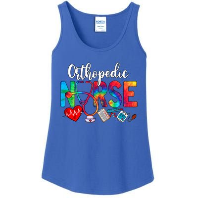 Orthopedic Nurse Tie Dye Love Heart Stethoscope Nurse Great Gift Ladies Essential Tank