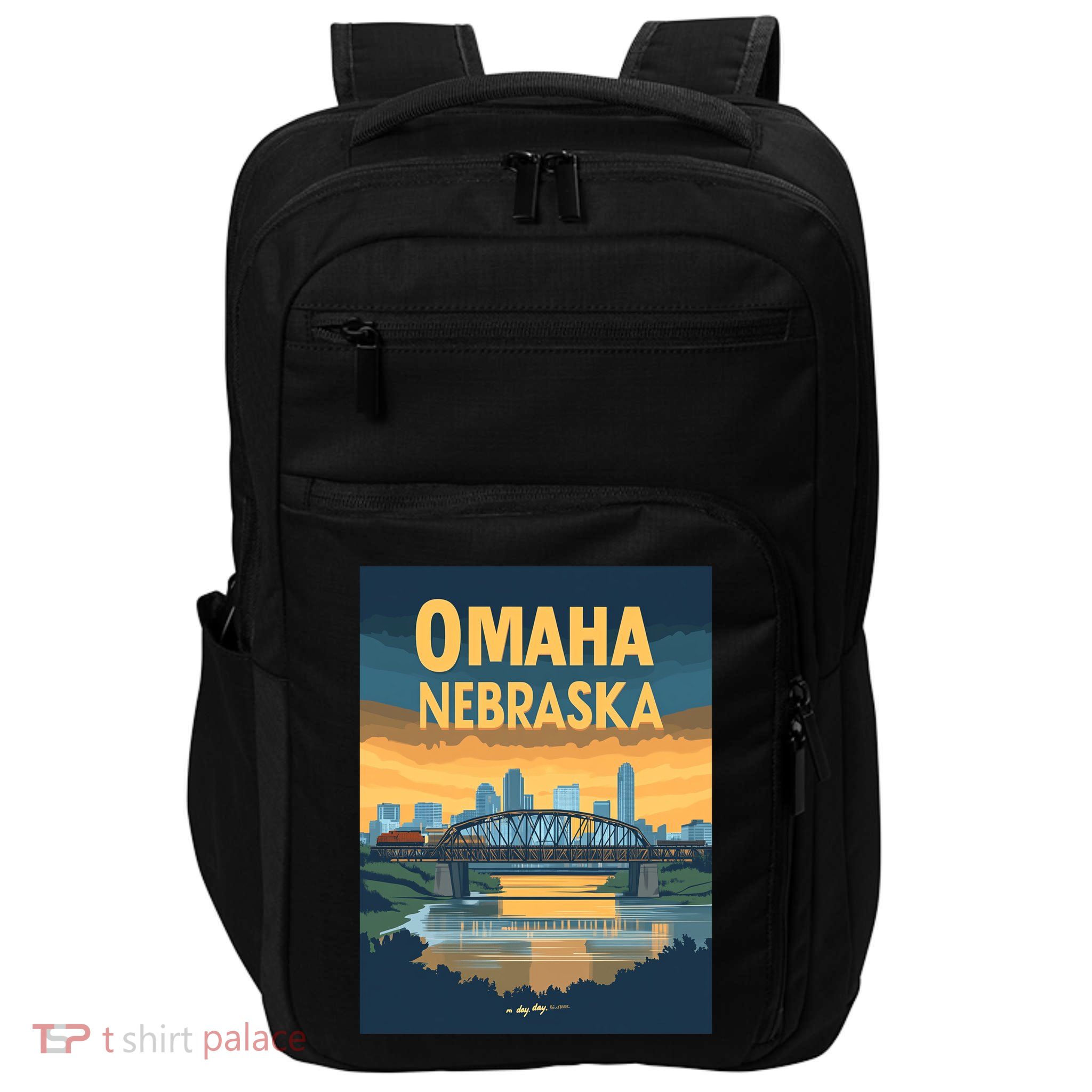 Omaha Nebraska Travel Poster Impact Tech Backpack