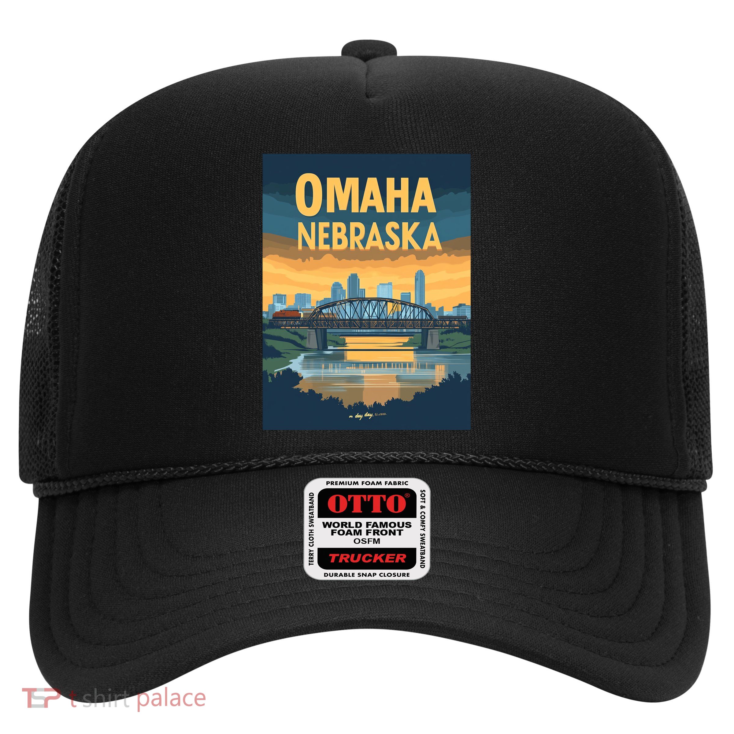 Omaha Nebraska Travel Poster Trucker Hat