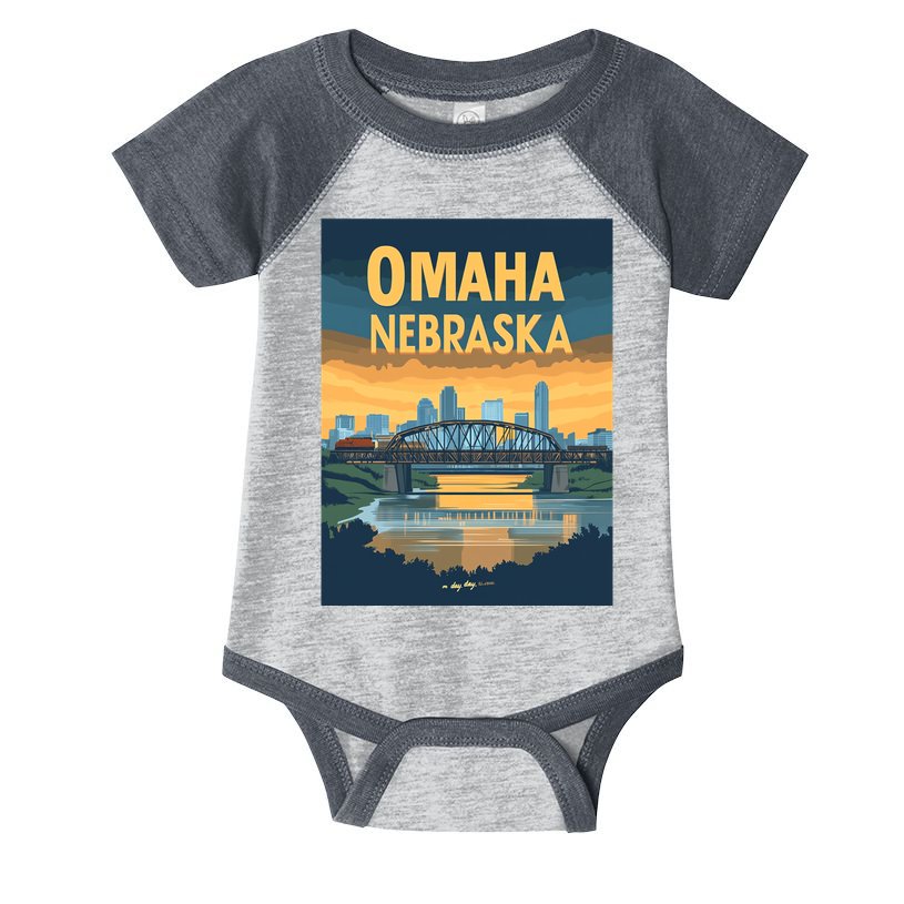 Omaha Nebraska Travel Poster Infant Baby Jersey Bodysuit