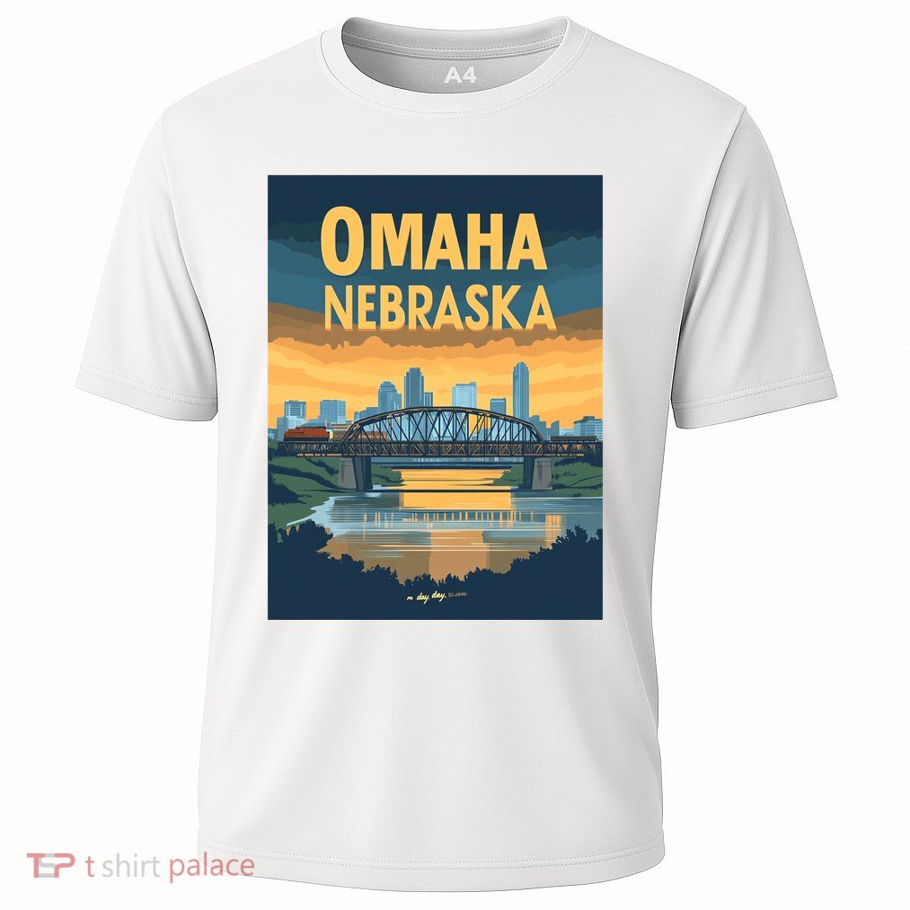 Omaha Nebraska Travel Poster Cooling Performance Crew T-Shirt
