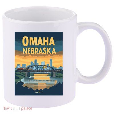 Omaha Nebraska Travel Poster 11oz C Handle Ceramic Mug