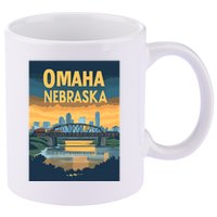 Omaha Nebraska Travel Poster 11oz C Handle Ceramic Mug