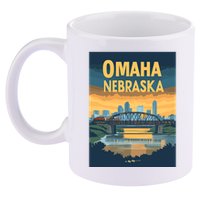 Omaha Nebraska Travel Poster 11oz C Handle Ceramic Mug