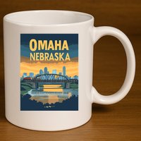 Omaha Nebraska Travel Poster 11oz C Handle Ceramic Mug