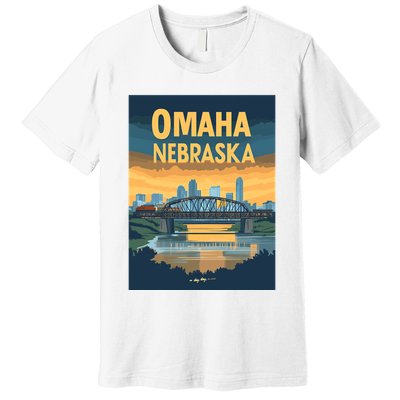 Omaha Nebraska Travel Poster Premium T-Shirt