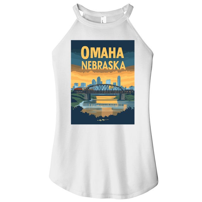 Omaha Nebraska Travel Poster Women's Perfect Tri Rocker Tank