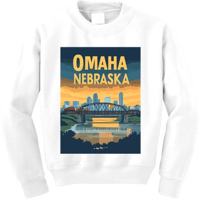 Omaha Nebraska Travel Poster Kids Sweatshirt