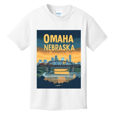 Omaha Nebraska Travel Poster Kids T-Shirt
