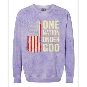 One Nation Under God Patriotic Christian USA Flag Colorblast Crewneck Sweatshirt