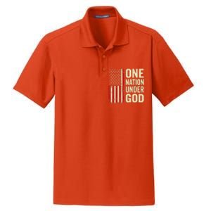 One Nation Under God Patriotic Christian USA Flag Dry Zone Grid Polo