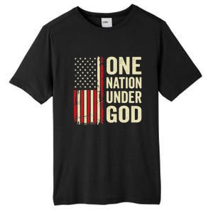 One Nation Under God Patriotic Christian USA Flag Tall Fusion ChromaSoft Performance T-Shirt