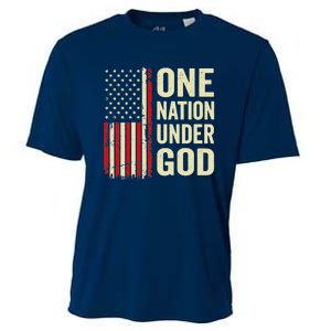 One Nation Under God Patriotic Christian USA Flag Cooling Performance Crew T-Shirt