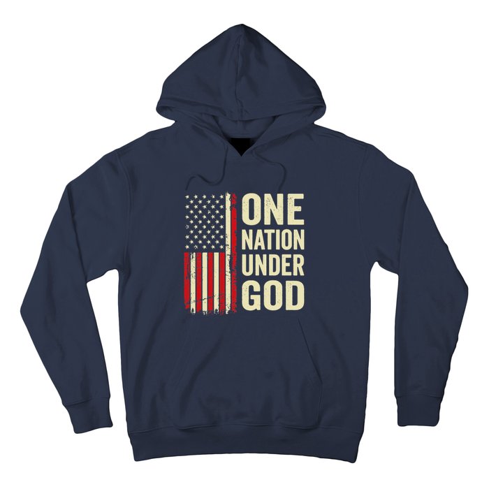 One Nation Under God Patriotic Christian USA Flag Hoodie