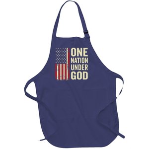 One Nation Under God Patriotic Christian USA Flag Full-Length Apron With Pockets