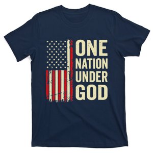 One Nation Under God Patriotic Christian USA Flag T-Shirt