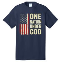 One Nation Under God Patriotic Christian USA Flag Tall T-Shirt