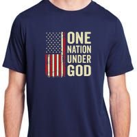 One Nation Under God Patriotic Christian USA Flag Adult ChromaSoft Performance T-Shirt