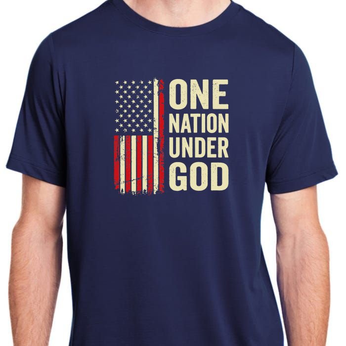 One Nation Under God Patriotic Christian USA Flag Adult ChromaSoft Performance T-Shirt