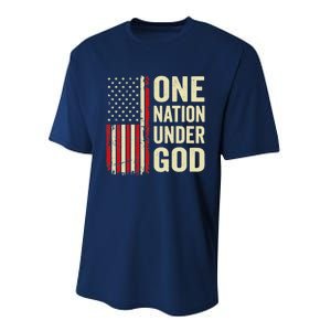 One Nation Under God Patriotic Christian USA Flag Performance Sprint T-Shirt