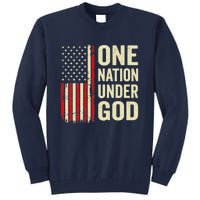 One Nation Under God Patriotic Christian USA Flag Tall Sweatshirt