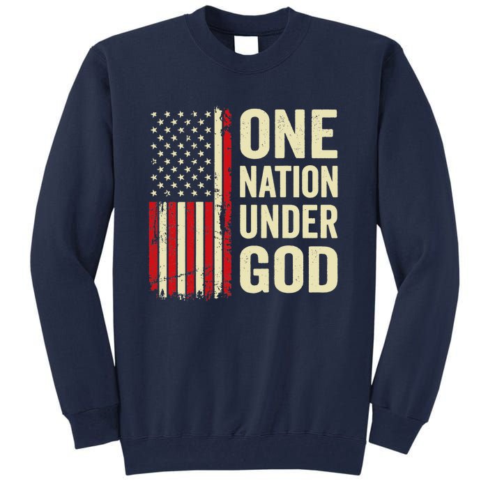 One Nation Under God Patriotic Christian USA Flag Tall Sweatshirt