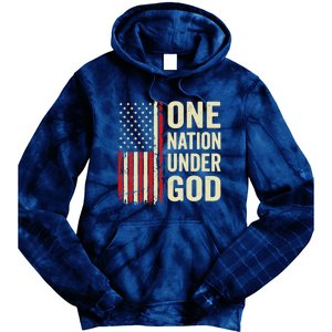 One Nation Under God Patriotic Christian USA Flag Tie Dye Hoodie