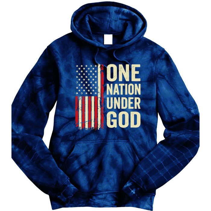 One Nation Under God Patriotic Christian USA Flag Tie Dye Hoodie