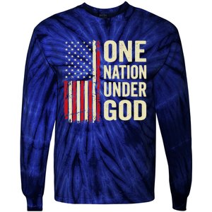 One Nation Under God Patriotic Christian USA Flag Tie-Dye Long Sleeve Shirt