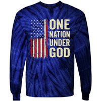 One Nation Under God Patriotic Christian USA Flag Tie-Dye Long Sleeve Shirt