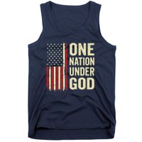 One Nation Under God Patriotic Christian USA Flag Tank Top