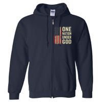 One Nation Under God Patriotic Christian USA Flag Full Zip Hoodie