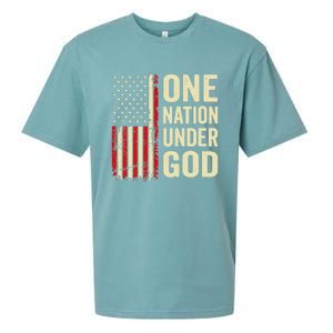 One Nation Under God Patriotic Christian USA Flag Sueded Cloud Jersey T-Shirt