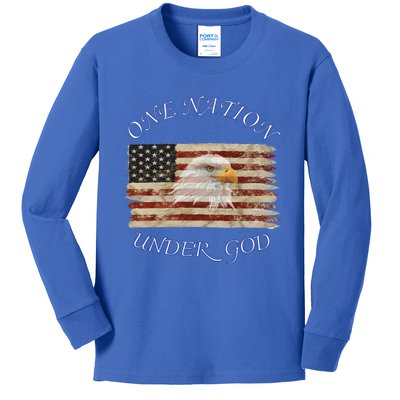 One Nation Under God Flag Christian Gift Kids Long Sleeve Shirt