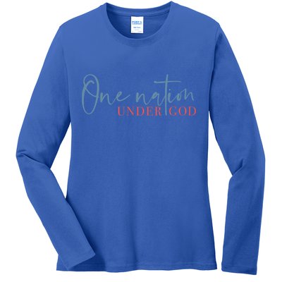 One Nation Under God American Cross Gift Ladies Long Sleeve Shirt