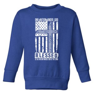 One Nation Under God Blessed American Flag Cool Gift Toddler Sweatshirt