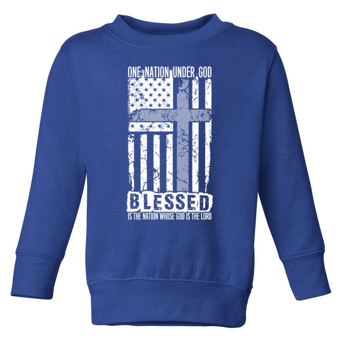 One Nation Under God Blessed American Flag Cool Gift Toddler Sweatshirt