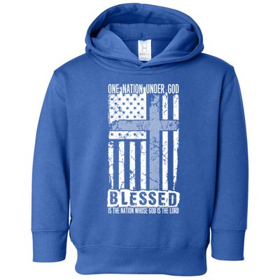 One Nation Under God Blessed American Flag Cool Gift Toddler Hoodie