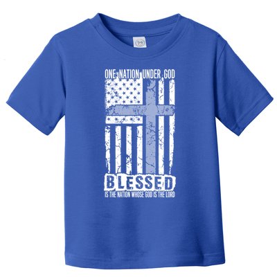 One Nation Under God Blessed American Flag Cool Gift Toddler T-Shirt