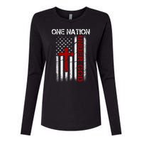 One Nation Under God American Christian Flag Womens Cotton Relaxed Long Sleeve T-Shirt