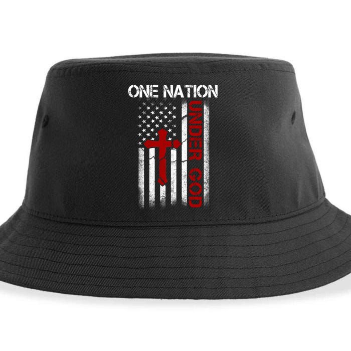 One Nation Under God American Christian Flag Sustainable Bucket Hat