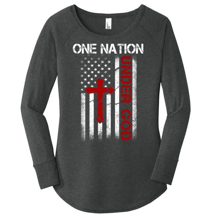 One Nation Under God American Christian Flag Women's Perfect Tri Tunic Long Sleeve Shirt